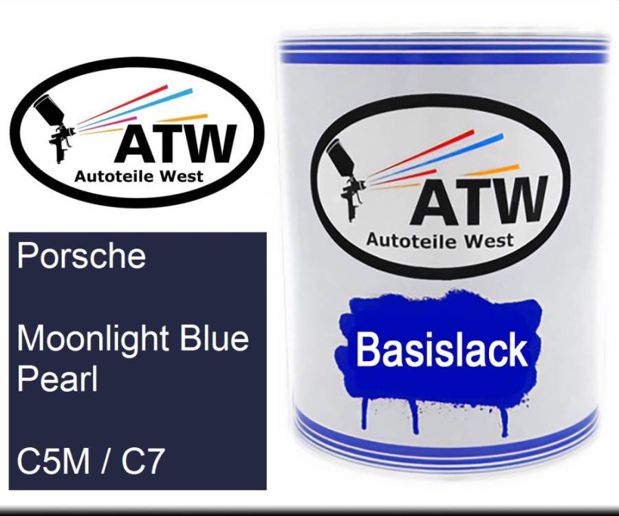 Porsche, Moonlight Blue Pearl, C5M / C7: 1L Lackdose, von ATW Autoteile West.